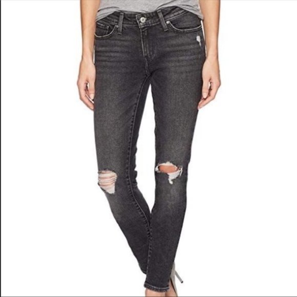 Levi’s 711 Skinny Dark Grey Distressed Denim Jeans - Picture 1 of 7